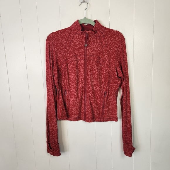 Lululemon Define Cropped Jacket *Nulu Leopard Daisy Desert Red Magenta Size 14 - Picture 5 of 9
